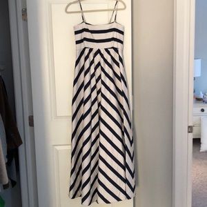 Navy and white maternity dress